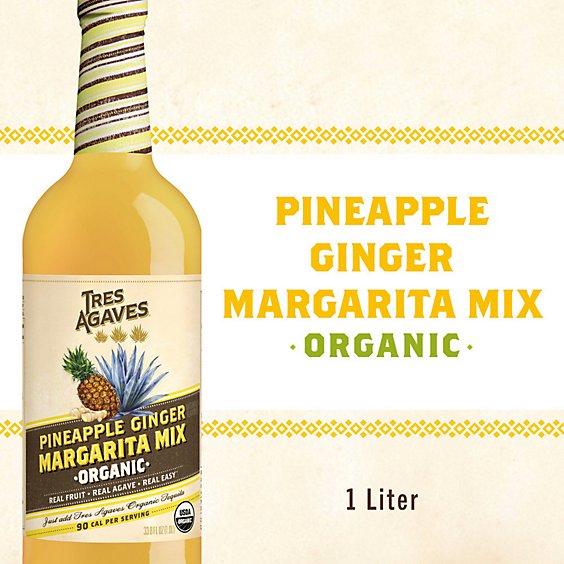 Tres Agaves Organic Pineapple Ginger Margarita Mix Bottle - 1 Liter