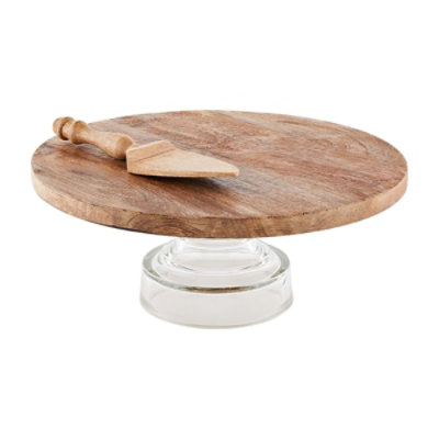 Mud Pie Wood Glass Cake Stand - EA