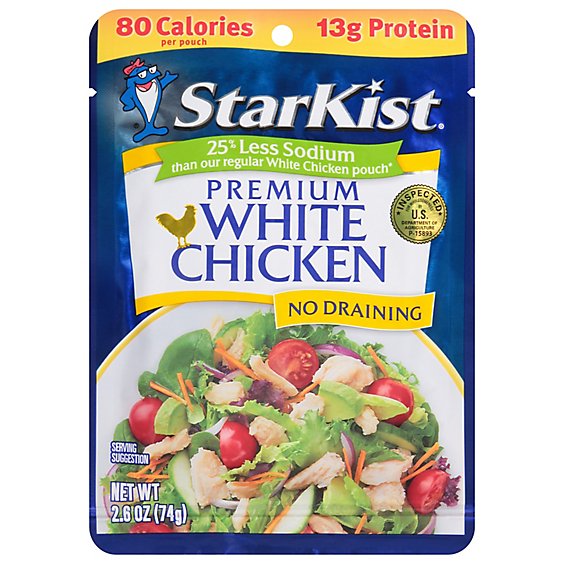 Starkist 2.6oz White Chicken 25% Less Sodium Pouch - 2.6 OZ