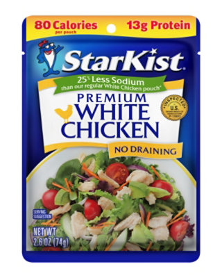 Starkist 2.6oz White Chicken 25% Less Sodium Pouch - 2.6 OZ