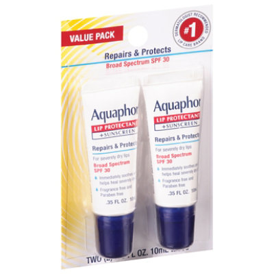 Aquaphor Repairs & Protects Lip Protection + Sunscreen - 2-0.35 Fl. Oz.