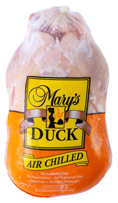 Marys Whole Duck No Antibotics Ever Vegetarian Fed Free Range Frozen- 4 lbs. - Image 1