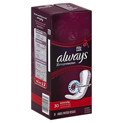 Always Odor Lock Extra Protection Extra Long Liners - 30 Count - Image 1
