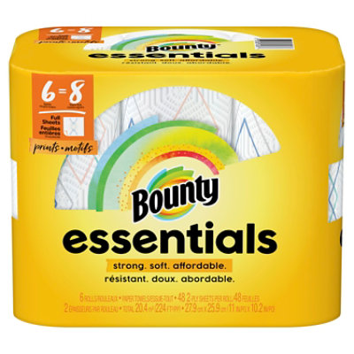 Bounty Essentials Print Paper Towels 6rl - 6 RL - Image 1