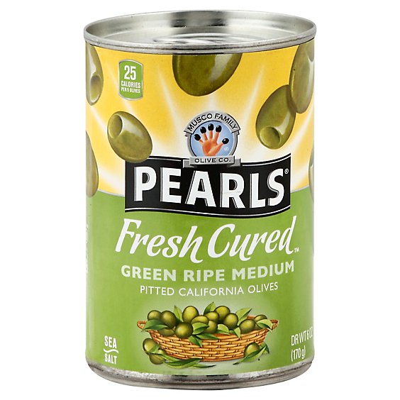 Pearls Green Pitted Olives - 6 OZ