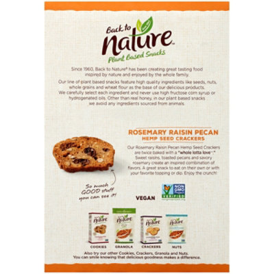 Back To Nature Rosemary Raisin Pecan Hemp Seed Crackers - 5.25 OZ - Image 6