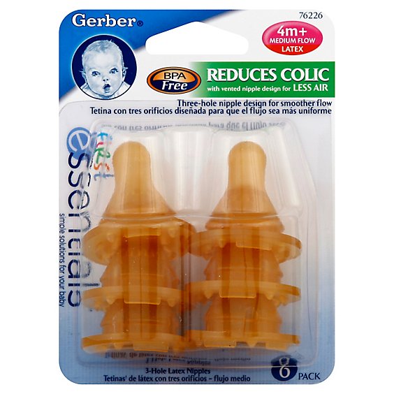 Gerber First Essentials Nipple Peg Card Blister Pack Shelf Stable 6 Ct - 6 CT