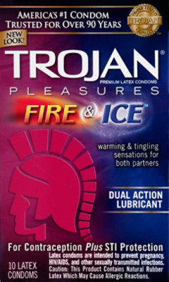 Trojan Fire Ice Dual Action Lubricated Condoms - 10 Count - Image 2