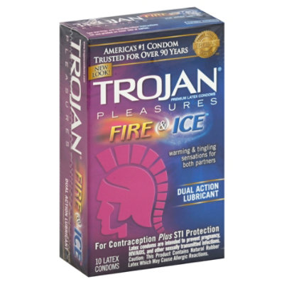 Trojan Fire Ice Dual Action Lubricated Condoms - 10 Count - Image 1