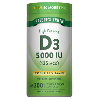 Natures Truth Vitamin D 5000 Softgels - 300 CT - Image 2