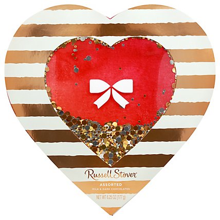Asst Choc Confetti Bow Heart - 6.25 OZ - Image 1
