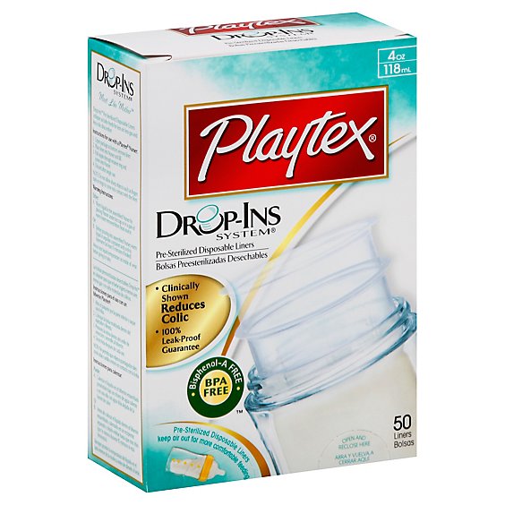 Playtex 4 Oz Drop In Sacks - 50 CT