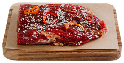 Haggen USDA Choice Beef Kalbi Marinated Flank Steak From Ranches in the PNW - 1.5 lbs. - Image 1