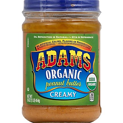 Adams Organic Creamy Peanut Butter - 16 OZ - Image 2