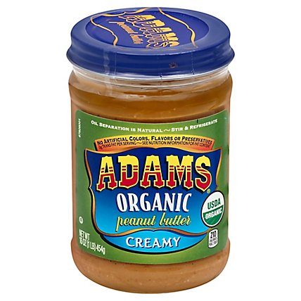 Adams Organic Creamy Peanut Butter - 16 OZ - Image 1