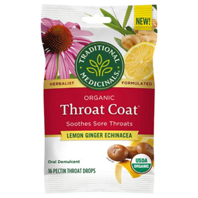 Traditional Medicinals Throat Coat Lemon Ginger Echinacea - 16 CT - Image 1