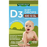Natures Truth Baby Drops Vitamin D3 400iu - .31 FZ - Image 1