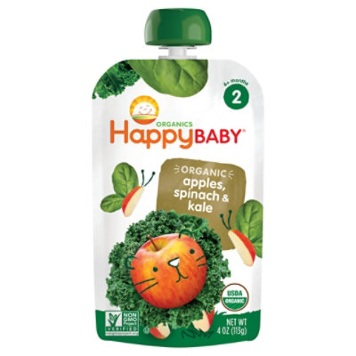 Happy Baby Organics Stage 2 Apples Spinach & Kale Pouch - 4 Oz - Image 3