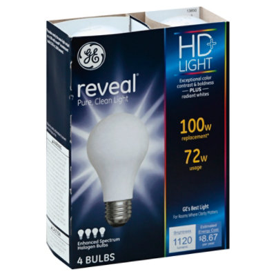 Ge 72w Halogen Reveal A19 - 4 CT - Image 1