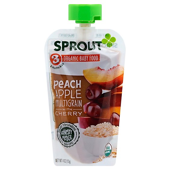 Sprout Stage 3 Peach/ Apple/cherry Baby Food - 4 OZ