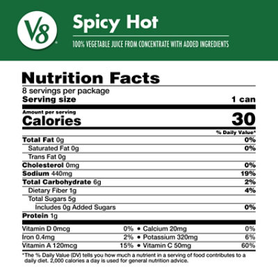 V8 Spicy Hot 100% Vegetable Juice - 8-5.5 Fl. Oz. - Image 2