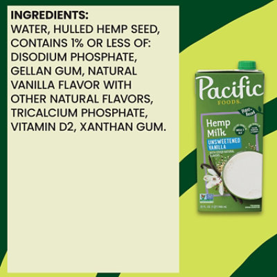 Pacific Foods Unsweetened Vanilla Hemp Milk - 32 Fl. Oz. - Image 5