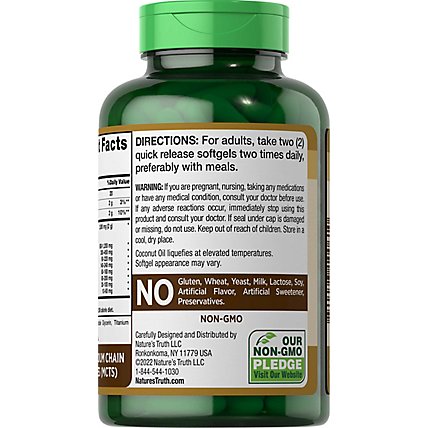 Natures T Coconut Oil 1000mg - 100 CT - Image 3