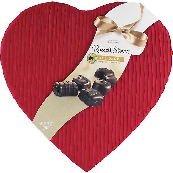 Russell Stover I/o Dark Chocolate Farbric Heart - 10 OZ