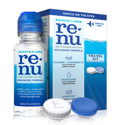 renu Contact Lens Solution Multipurpose Soft Lens Cleaner with Lens Case Travel Pack - 2 Fl. Oz. - Image 1