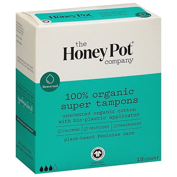 Honey Pot Tampons Super Organic Bio  Pla - 18 CT