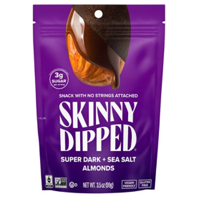 SkinnyDipped Super Dark & Sea Salt Almonds Pouch - 3.5 Oz - Image 2