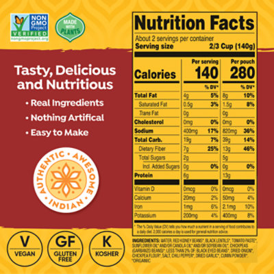 Tasty Bite Organic Madras Lentils 3 Bean Three-Bean Lentil Curry - 10 Oz - Image 4