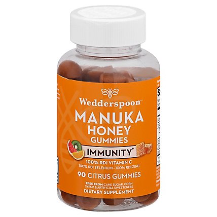 Wedderspoon Supplement Manuka Honey Gummies Immunity Citrus Flavor - 90 Count - Image 3
