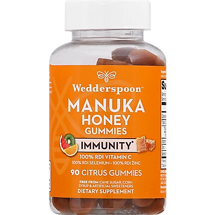 Wedderspoon Supplement Manuka Honey Gummies Immunity Citrus Flavor - 90 Count - Image 2