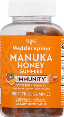Wedderspoon Supplement Manuka Honey Gummies Immunity Citrus Flavor - 90 Count - Image 2