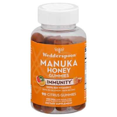 Wedderspoon Supplement Manuka Honey Gummies Immunity Citrus Flavor - 90 Count - Image 1