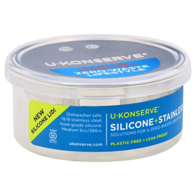 U-Konserve Stainless Steel Round Food Containers with Silicone Lids, Leak  Proof & Dishwasher Safe (9 oz) 