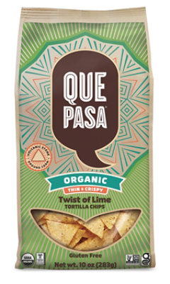 Que Pasa Organic Twist Of Lime Thin and Crispy Tortilla Chips - 10 Oz - Image 1