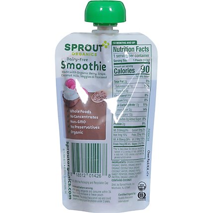 Sprout Organic Smoothie Berry Grape With Coconut Milk Veggies & Flax Seed - 4 OZ - Image 6
