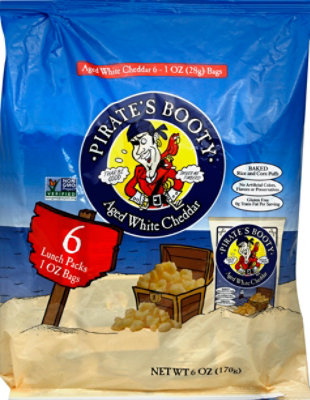 Pirates Booty Puffs Baked Rice & Corn Aged White Cheddar - 6-1 Oz - Image 2