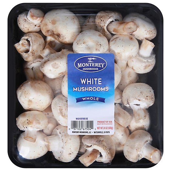 Mushrooms White Whole Prepacked - 24 OZ