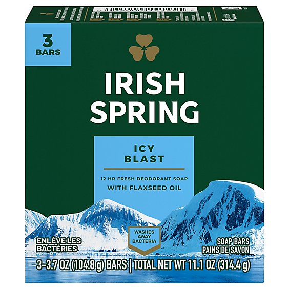 Irish Spring Icy Blast Bar Soap - 3-3.75 OZ