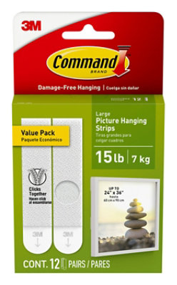 3M Command PiCounture Hanging Strips Large - 12 Count