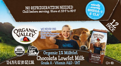 Organic Valley 1% Aseptic Chocolate Milk - 6.75 FZ - Image 2