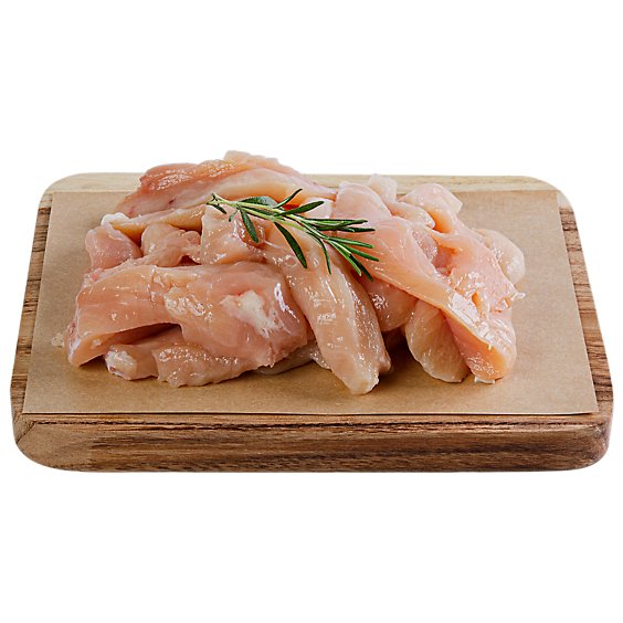 Haggen Chicken Stir Fry cut Breast Boneless Skinless No Antibiotics Vegetarian Fed Cage Free - 1 lb.