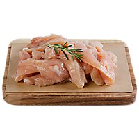 Haggen Chicken Stir Fry cut Breast Boneless Skinless No Antibiotics Vegetarian Fed Cage Free - 1 lb. - Image 1