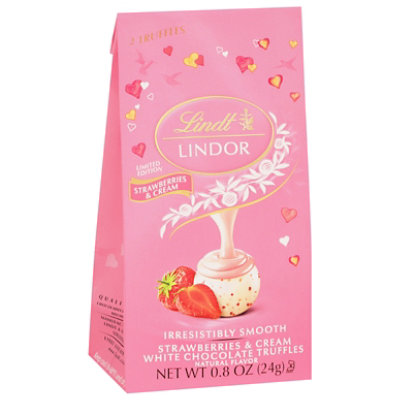 Lindt LINDOR Valentines Strawberries And Cream White Chocolate Candy Truffles Mini Bag - 0.8 Oz - Image 1