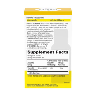 Zarbee's Baby Vitamin D Supplement Baby Vitamin D Drops for Infants Drug Free - 0.47 Fl. Oz. - Image 5