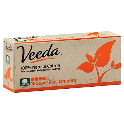 Veeda Super Plus Cotton Tampons - 16 CT - Image 1