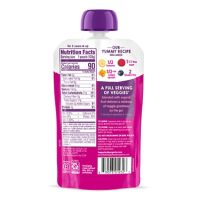 Happy Tot Organics Love My Veggies Stage 4 Organic Bananas Beets Squash & Blueberries - 4.22 Oz - Image 2